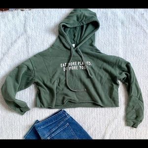 “Eat More Plants, Do More Yoga” cropped hoodie